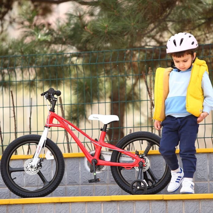 Bicicleta pentru copii Royal Baby 16 inch Galaxy G1601C RosuAlb 4-6 ani cu roti ajutatoare si frana pe disc