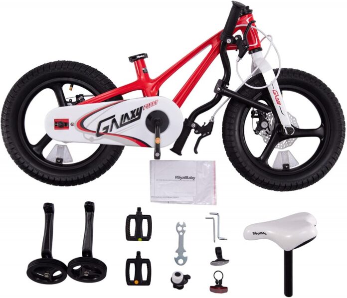 Bicicleta pentru copii Royal Baby 16 inch Galaxy G1601C RosuAlb 4-6 ani cu roti ajutatoare si frana pe disc