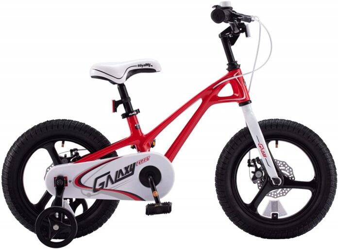 Bicicleta pentru copii Royal Baby 16 inch Galaxy G1601C RosuAlb 4-6 ani cu roti ajutatoare si frana pe disc