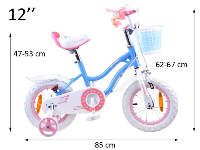 Bicicleta pentru copii Royal Baby StarGirl Albastru 2-4 ani, Roti 12 Inch, Frana fata V-Brake, Spate Tambur, Roti Ajutatoare