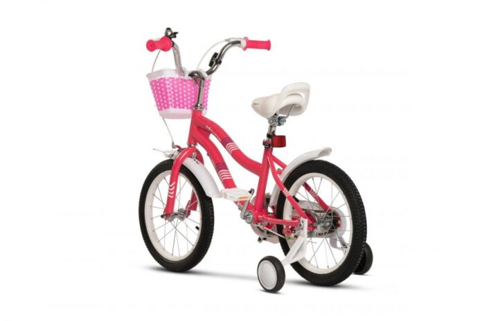 Bicicleta pentru copii Velors V1604B Fucsia 16 inch cu roti ajutatoare, cosulet, cadru din otel, varsta 4-6 ani