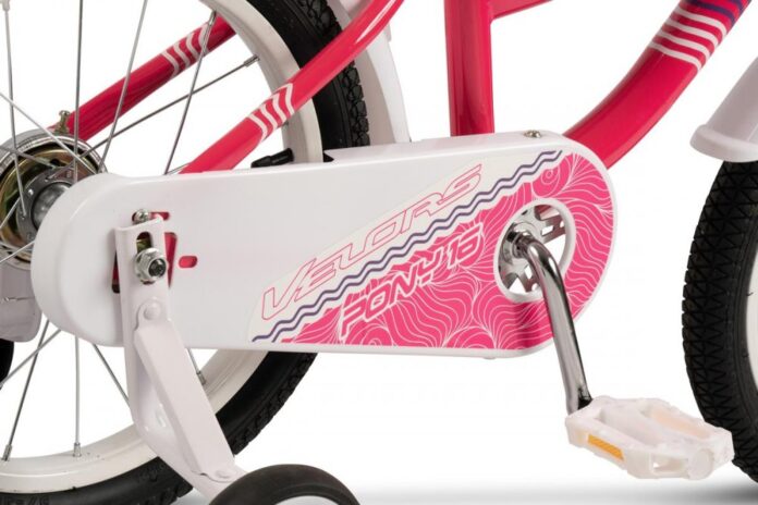 Bicicleta pentru copii Velors V1604B Fucsia 16 inch cu roti ajutatoare, cosulet, cadru din otel, varsta 4-6 ani