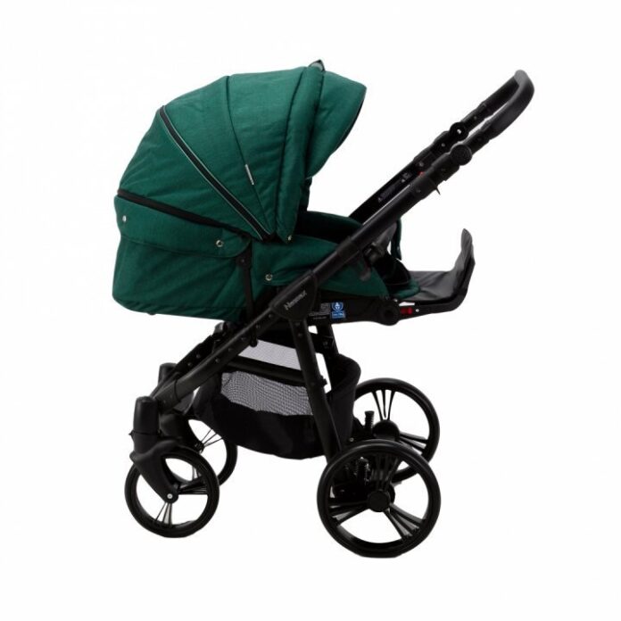 Carucior 3 in 1 Adamex Neonex tip 52C amazon green cu scaun auto iSize, spatar reglabil pana la orizontala, suspensii, accesorii incluse