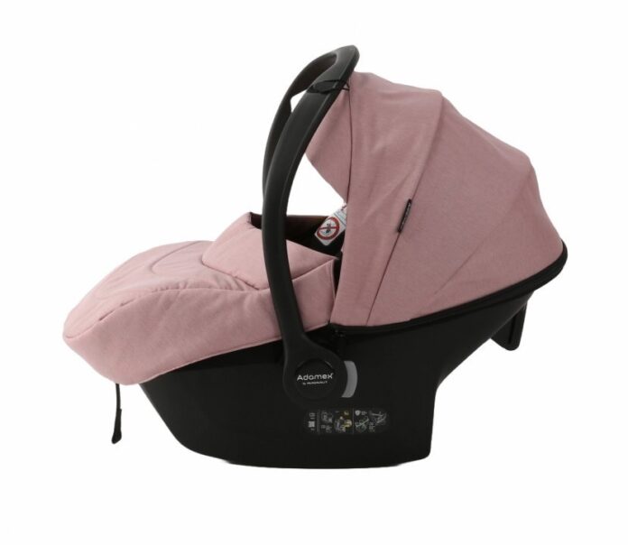 Carucior 3 in 1 Adamex Neonex TIP53B powder pink cu scaun auto iSize, spatar reglabil pana la orizontala, landou cu spatar reglabil, suspensii, accesorii incluse