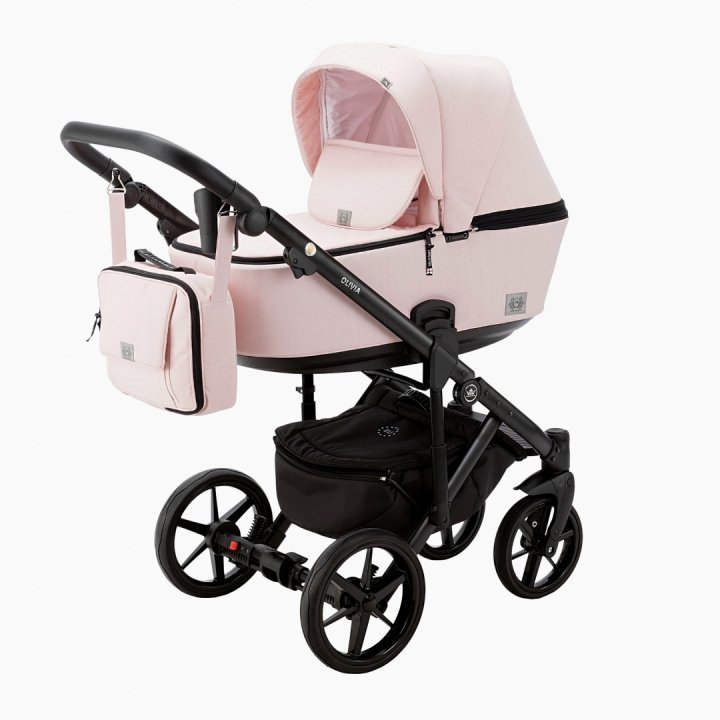 Carucior 3 in 1 Adamex Olivia Linen EcoLeather PS22 Powder Pink cu scaun auto iSize, landou cu suport de cap reglabil pe inaltime, parte sport reglabila pana la orizontala, roti cu suspensii Carucior 3 in 1 Adamex Olivia Linen EcoLeather PS22 Powder Pink cu scaun auto iSize, landou cu suport de cap reglabil pe inaltime, parte sport reglabila pana la orizontala, roti cu suspensii