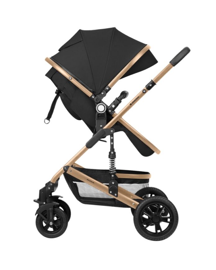 Carucior transformabil KikkaBoo 3in1 Amaia Dark Grey 2024 pana la 22kg,cadru din aluminiu,suspensii pe roti si cadru,spatar reglabil,sezut reversibil,Scaun auto I-Size,geanta,suport pahar si accesorii incluse