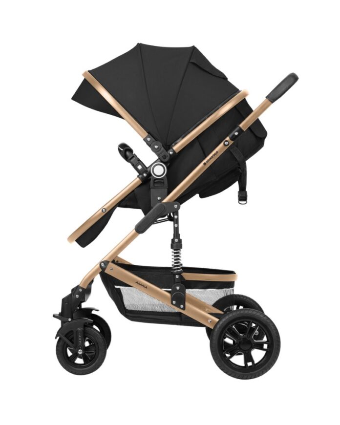 Carucior transformabil KikkaBoo 3in1 Amaia Dark Grey 2024 pana la 22kg,cadru din aluminiu,suspensii pe roti si cadru,spatar reglabil,sezut reversibil,Scaun auto I-Size,geanta,suport pahar si accesorii incluse