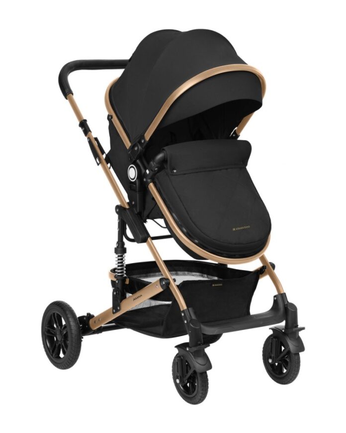 Carucior transformabil KikkaBoo 3in1 Amaia Dark Grey 2024 pana la 22kg,cadru din aluminiu,suspensii pe roti si cadru,spatar reglabil,sezut reversibil,Scaun auto I-Size,geanta,suport pahar si accesorii incluse