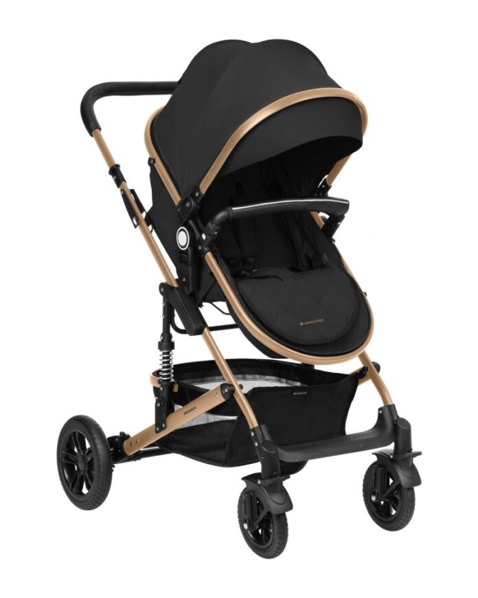 Carucior transformabil KikkaBoo 3in1 Amaia Dark Grey 2024 pana la 22kg,cadru din aluminiu,suspensii pe roti si cadru,spatar reglabil,sezut reversibil,Scaun auto I-Size,geanta,suport pahar si accesorii incluse