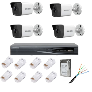 Kit supraveghere complet cu 4 camere IP, 4MP, lentilă 2.8mm, IR 30m, NVR 4 canale IP rezoluție 4k, accesorii Kit supraveghere complet cu 4 camere IP, 4MP, lentilă 2.8mm, IR 30m, NVR 4 canale IP rezoluție 4k, accesorii
