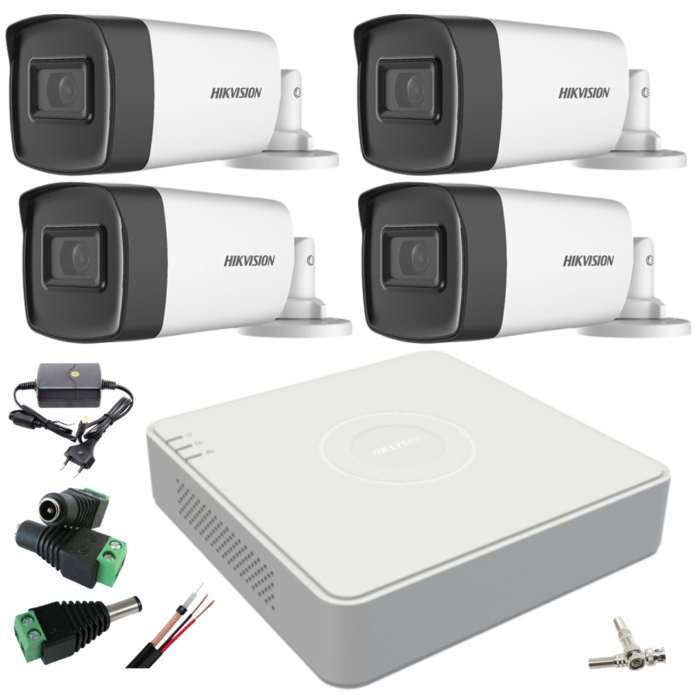 Sistem Supraveghere profesional Hikvision 4 Camere 5MP Turbo HD IR 80 Sistem Supraveghere profesional Hikvision 4 Camere 5MP Turbo HD IR 80