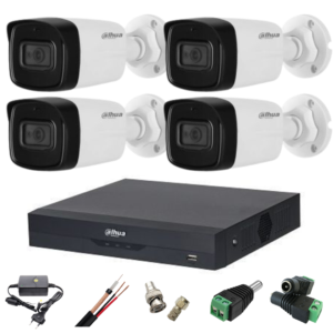 Sistem supraveghere video complet Dahua 4 camere 8MP 4K infrarosu 80m microfon, DVR 4 canale 4k audio si accesorii Sistem supraveghere video complet Dahua 4 camere 8MP 4K infrarosu 80m microfon, DVR 4 canale 4k audio si accesorii