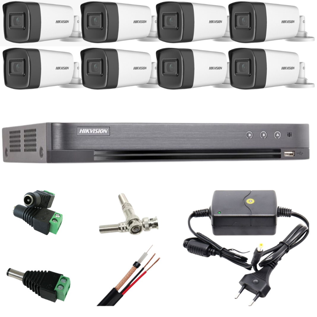 Sistem supraveghere profesional Hikvision 8 camere 5MP Turbo HD IR 80m Sistem supraveghere profesional Hikvision 8 camere 5MP Turbo HD IR 80m