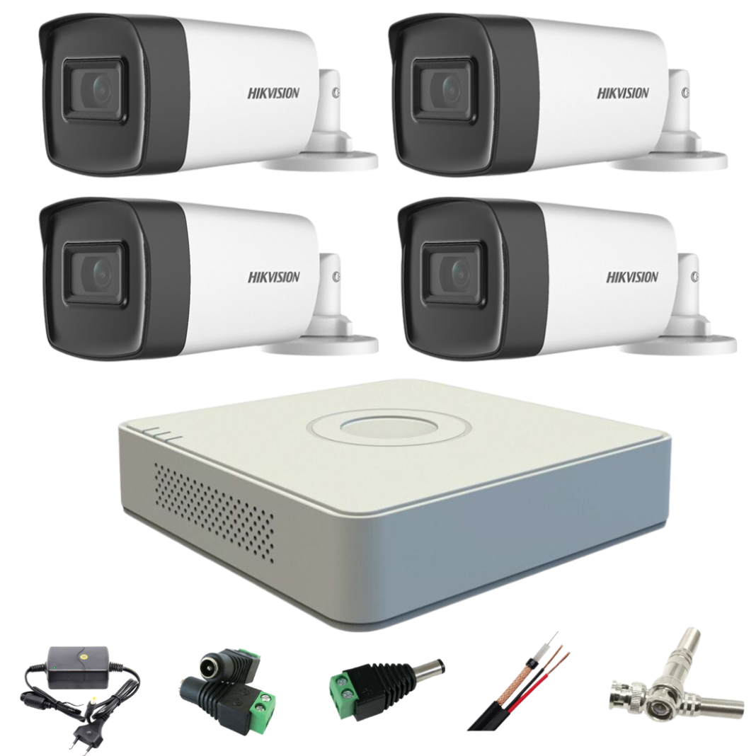 Sistem supraveghere profesional Hikvision 4 camere 5MP Turbo HD IR 40m Sistem supraveghere profesional Hikvision 4 camere 5MP Turbo HD IR 40m