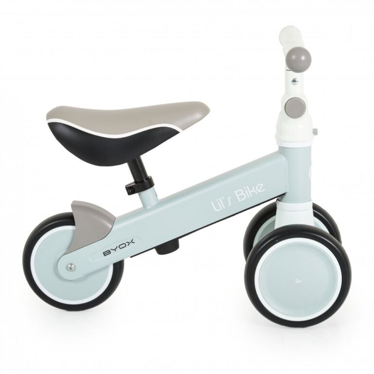 Mini tricicleta de echilibru fara pedale Byox Lils bike Pink, sezut moale si reglabil pe inaltime, interval de viraj limitat, roti late din spuma EVA, potrivita copiilor de la 1 an