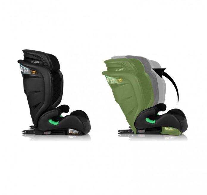 Scaun auto copii cu isofix Nukido I-SIZE 100-150 cm Louis Gri,tetiera reglabila in 12 pozitii,husa detasabila,indicatori instalare centura,protectie la impact lateral si certificare ECE R129