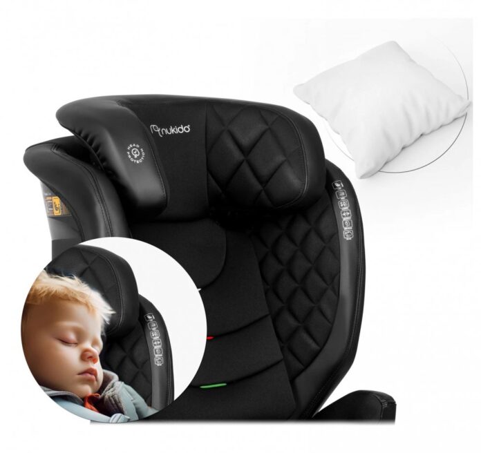 Scaun auto copii cu isofix Nukido I-SIZE 100-150 cm Louis Gri,tetiera reglabila in 12 pozitii,husa detasabila,indicatori instalare centura,protectie la impact lateral si certificare ECE R129