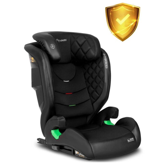 Scaun auto copii cu isofix Nukido I-SIZE 100-150 cm Louis Gri,tetiera reglabila in 12 pozitii,husa detasabila,indicatori instalare centura,protectie la impact lateral si certificare ECE R129