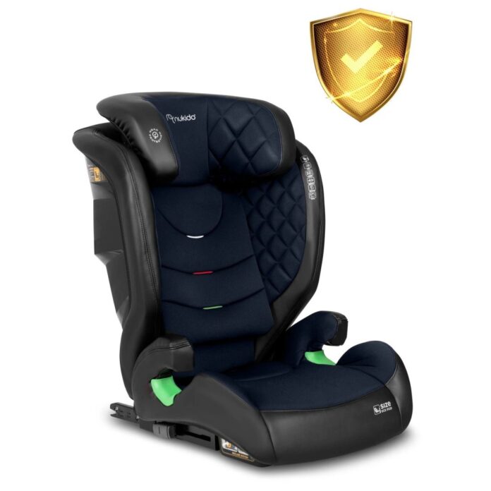 Scaun auto copii cu isofix Nukido I-SIZE 100-150 cm Louis NegruBleumarin,tetiera reglabila in 12 pozitii,husa detasabila,indicatori instalare centura,protectie la impact lateral si certificare ECE R129
