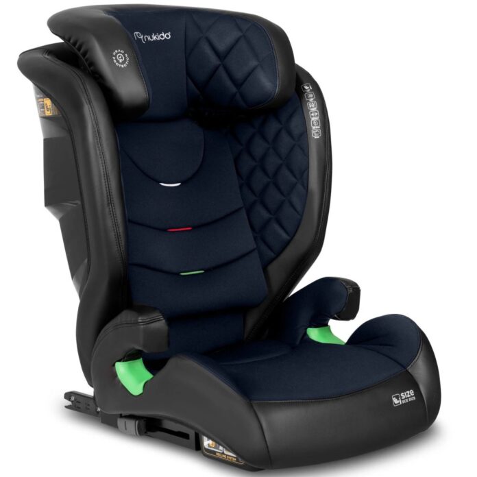 Scaun auto copii cu isofix Nukido I-SIZE 100-150 cm Louis NegruBleumarin,tetiera reglabila in 12 pozitii,husa detasabila,indicatori instalare centura,protectie la impact lateral si certificare ECE R129