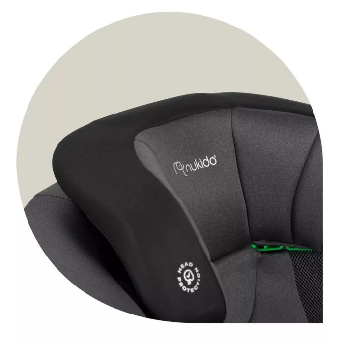 Scaun auto copii cu isofix Nukido I-SIZE 100-150 cm Louis Soft NegruGri,spatar reglabil si detasabil,tetiera reglabila in 12 pozitii,indicatori instalare centura,protectie la impact lateral,certificare ECE R129