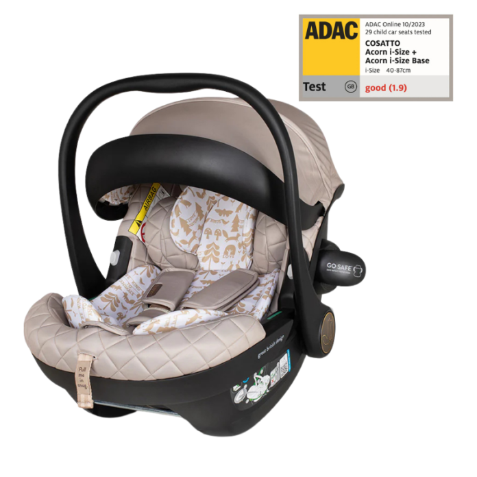 Scaun auto Cosatto Acorn 2 Whisper I-Size, Certificare ADAC, Insertii moi, Husa detasabila, Copertina reglabila