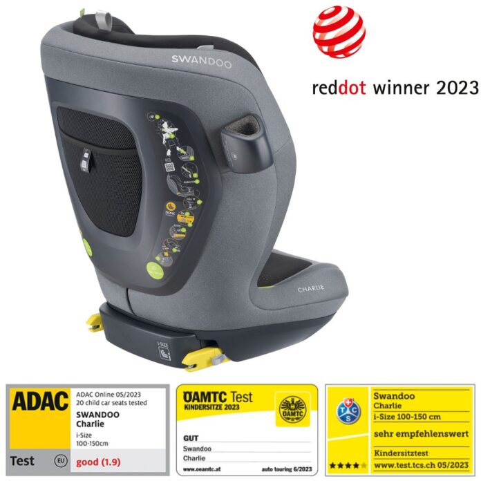 Scaun auto Swandoo Charlie i-Size Sesame Grey testat Adac Scaun auto Swandoo Charlie i-Size Sesame Grey testat Adac