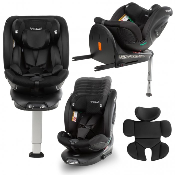 Scaun auto Kidwell GoCar Gri cu isofix, grupa 40-135 cm, i-Size, omologare R129, rotativ 360, protectie laterala ASP