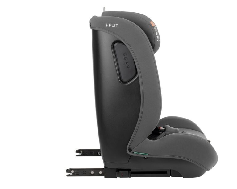 Scaun auto cu isofix KikkaBoo 76-150 cm i-Flit i-SIZE Dark Grey,conectori isofix telescopici,tetiera reglabila in 12 pozitii,perna reductor,ghidaj multi centura,SPS-sistem de protectie laterala,top tether,spatar reglabil