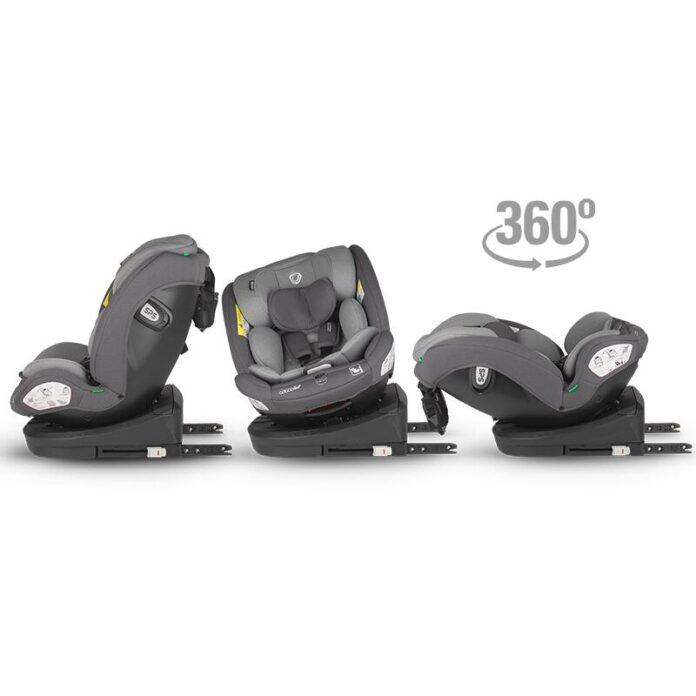 Scaun auto cu Isofix Coccolle Nyota Diamond Black 40-150 cm, i-Size, 4 pozitii inclinare, Rotire 360 cu o singura mana, Tetiera reglabila, Husa detasabila, Sistem antibasculare Top Tether, Pozitie somn, 0-12 ani