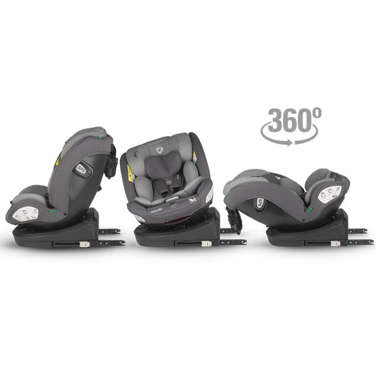 Scaun auto cu Isofix Coccolle Nyota Diamond Black 40-150 cm, i-Size, 4 pozitii inclinare, Rotire 360 cu o singura mana, Tetiera reglabila, Husa detasabila, Sistem antibasculare Top Tether, Pozitie somn, 0-12 ani