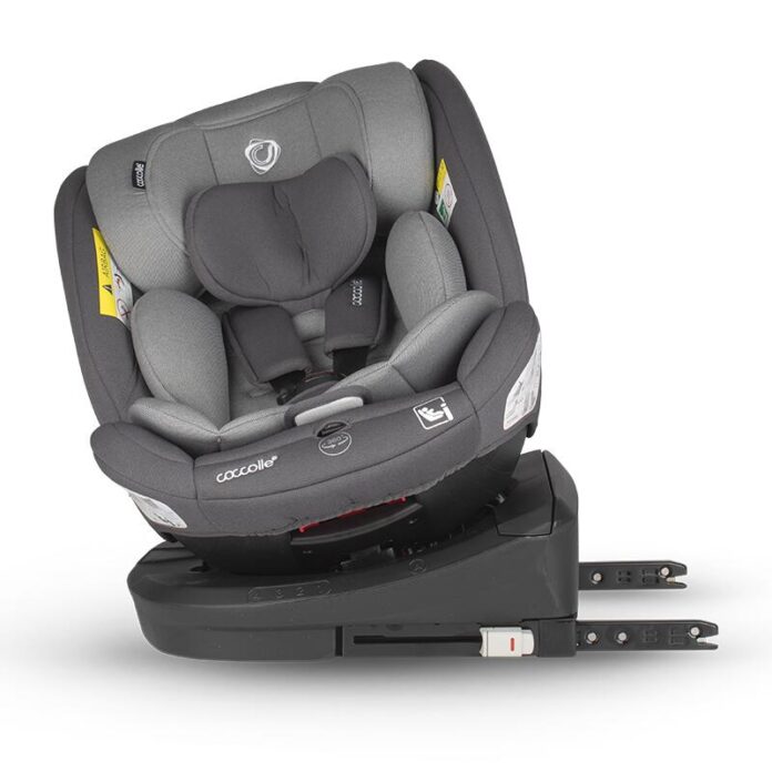 Scaun auto cu Isofix Coccolle Nyota Diamond Black 40-150 cm, i-Size, 4 pozitii inclinare, Rotire 360 cu o singura mana, Tetiera reglabila, Husa detasabila, Sistem antibasculare Top Tether, Pozitie somn, 0-12 ani