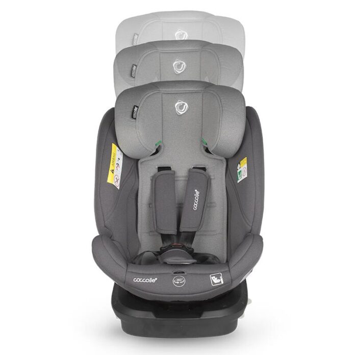 Scaun auto cu Isofix Coccolle Nyota Diamond Black 40-150 cm, i-Size, 4 pozitii inclinare, Rotire 360 cu o singura mana, Tetiera reglabila, Husa detasabila, Sistem antibasculare Top Tether, Pozitie somn, 0-12 ani