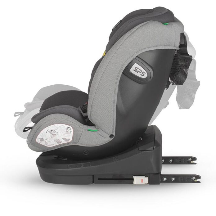 Scaun auto cu Isofix Coccolle Nyota Moonlit Grey 40-150 cm, i-Size, 4 pozitii inclinare, Rotire 360 cu o singura mana, Tetiera reglabila, Husa detasabila, Sistem antibasculare Top Tether, Pozitie somn, 0-12 ani