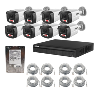 Sistem supraveghere IP Dahua, 8 camere 2MP, Dual Light lumina alba / IR 30m, PoE, microfon, NVR 8 canale POE, 8MP, HDD 1TB, cabluri Sistem supraveghere IP Dahua, 8 camere 2MP, Dual Light lumina alba / IR 30m, PoE, microfon, NVR 8 canale POE, 8MP, HDD 1TB, cabluri
