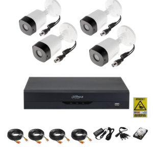 Sistem supraveghere video complet 4 camere exterior FULL HD cu IR 20m, DVR 4 canale, accesorii si hard 1TB Sistem supraveghere video complet 4 camere exterior FULL HD cu IR 20m, DVR 4 canale, accesorii si hard 1TB