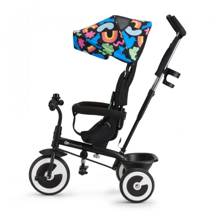Tricicleta pentru copii Kinderkraft Aston Happy Shapes cu sezut reversibil, roti din spuma Eva, suport pentru picioare, copertina XXL, frana pe rotile din spate, de la varsta de 9 luni Tricicleta pentru copii Kinderkraft Aston Happy Shapes cu sezut reversibil, roti din spuma Eva, suport pentru picioare, copertina XXL, frana pe rotile din spate, de la varsta de 9 luni