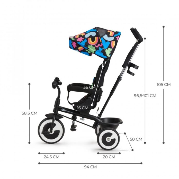Tricicleta pentru copii Kinderkraft Aston Happy Shapes cu sezut reversibil, roti din spuma Eva, suport pentru picioare, copertina XXL, frana pe rotile din spate, de la varsta de 9 luni Tricicleta pentru copii Kinderkraft Aston Happy Shapes cu sezut reversibil, roti din spuma Eva, suport pentru picioare, copertina XXL, frana pe rotile din spate, de la varsta de 9 luni
