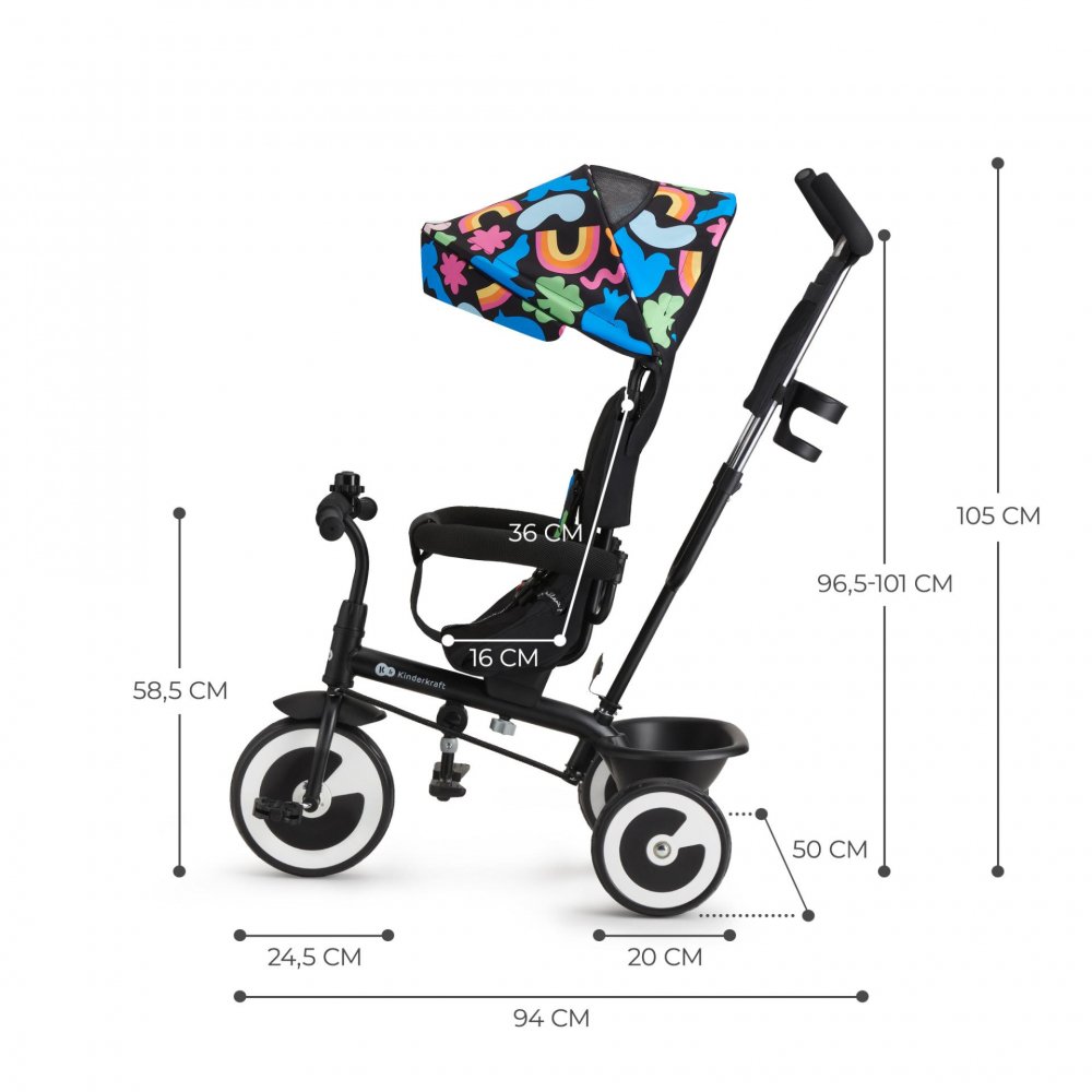 Tricicleta pentru copii Kinderkraft Aston Happy Shapes cu sezut reversibil, roti din spuma Eva, suport pentru picioare, copertina XXL, frana pe rotile din spate, de la varsta de 9 luni Tricicleta pentru copii Kinderkraft Aston Happy Shapes cu sezut reversibil, roti din spuma Eva, suport pentru picioare, copertina XXL, frana pe rotile din spate, de la varsta de 9 luni