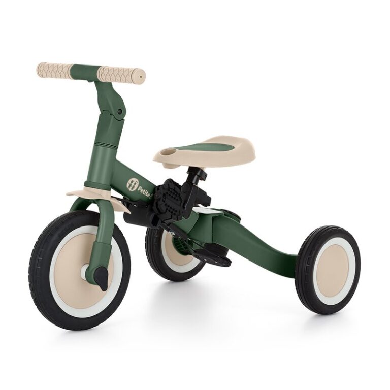 Tricicleta pentru copii PetiteMars Turbo Ocean Blue 5 in 1 Multifunctionala, Vehicul de impins, Bicicleta cufara pedale, Cu maner de ghidaj, Detasabil, Roti din cauciuc, Pana la 25 kg, 1.5-5 ani