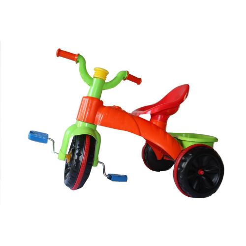 Tricicleta pentru copii Burak Toys Super Enduro Blue cu pedale, cosulet jucarii si claxon