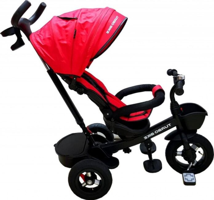 Tricicleta pentru copii Baby Care Turbo Bike Turquoise cu copertina, roti din cauciuc, pozitie somn, maner pentru parinti, scaun reversibil cu invartire 360 grade, cadru metalic, dimensiuni 110x45x90 cm