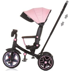 Tricicleta pentru copii Chipolino Derby flamingo, cu copertina si sezut reversibil, spatar reglabil, pozitie somn,frana, suport pentru picioare, maner cu control al directiei, jucarie cu muzica si lumini Tricicleta pentru copii Chipolino Derby flamingo, cu copertina si sezut reversibil, spatar reglabil, pozitie somn,frana, suport pentru picioare, maner cu control al directiei, jucarie cu muzica si lumini