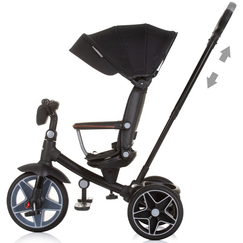 Tricicleta pentru copii Chipolino Derby obsidian, cu copertina si sezut reversibil , spatar reglabil, pozitie somn,frana, suport pentru picioare, maner cu control al directiei, jucarie cu muzica si lumini Tricicleta pentru copii Chipolino Derby obsidian, cu copertina si sezut reversibil , spatar reglabil, pozitie somn,frana, suport pentru picioare, maner cu control al directiei, jucarie cu muzica si lumini