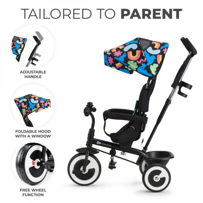 Tricicleta pentru copii Kinderkraft Aston Happy Shapes cu sezut reversibil, roti din spuma Eva, suport pentru picioare, copertina XXL, frana pe rotile din spate, de la varsta de 9 luni Tricicleta pentru copii Kinderkraft Aston Happy Shapes cu sezut reversibil, roti din spuma Eva, suport pentru picioare, copertina XXL, frana pe rotile din spate, de la varsta de 9 luni
