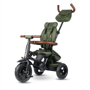 Tricicleta pentru copii Qplay Rito Deluxe verde-maslina, pliabila, cu scaun inalt, matlasat, ajustabil in 2 pozitii, maner cu control al directiei, frana dubla, copertina XXL, detalii de piele ecologica Tricicleta pentru copii Qplay Rito Deluxe verde-maslina, pliabila, cu scaun inalt, matlasat, ajustabil in 2 pozitii, maner cu control al directiei, frana dubla, copertina XXL, detalii de piele ecologica