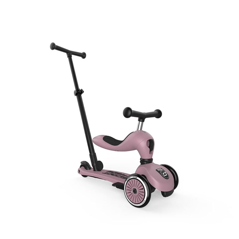 Trotineta copii cu sezut si maner, transformabila 3in1, Highwaykick 1 Push and Go Wildberry, 1-5 ani, pana la 50 kg, Scoot  Ride