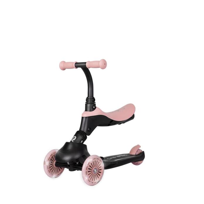 Trotineta pentru copii QPlay Sema EVO Verde 6 in 1 multifunctionala cu scaunel, maner telescopic parental, inaltime ajustabila, cadru din aluminiu, greutate admisa 50 kg