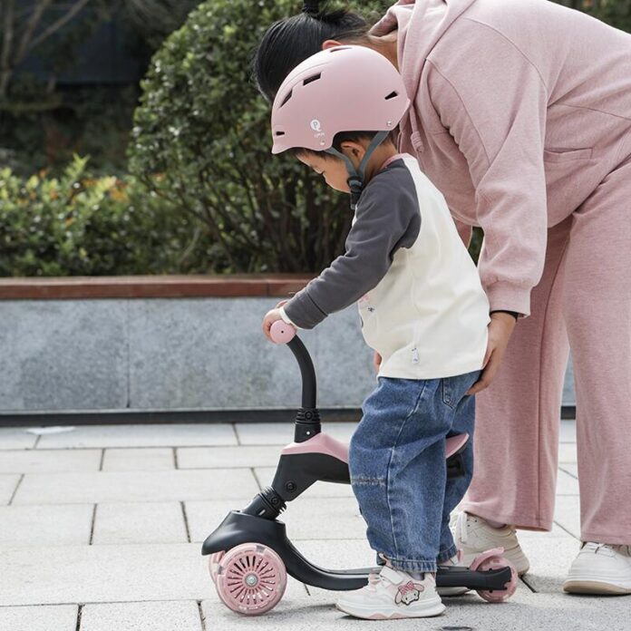 Trotineta pentru copii QPlay Sema EVO Verde 6 in 1 multifunctionala cu scaunel, maner telescopic parental, inaltime ajustabila, cadru din aluminiu, greutate admisa 50 kg