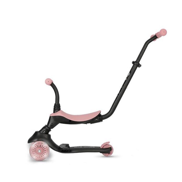 Trotineta pentru copii QPlay Sema EVO Verde 6 in 1 multifunctionala cu scaunel, maner telescopic parental, inaltime ajustabila, cadru din aluminiu, greutate admisa 50 kg